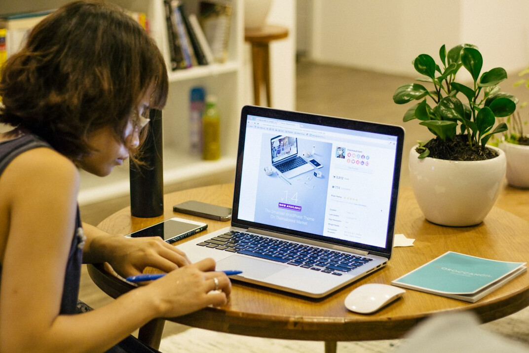 young woman starting online course